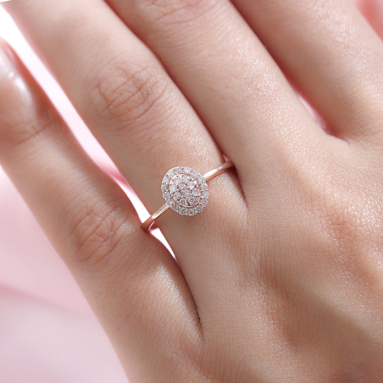 9K Rose Gold Natural Pink Diamond Ring 0.25 Ct.