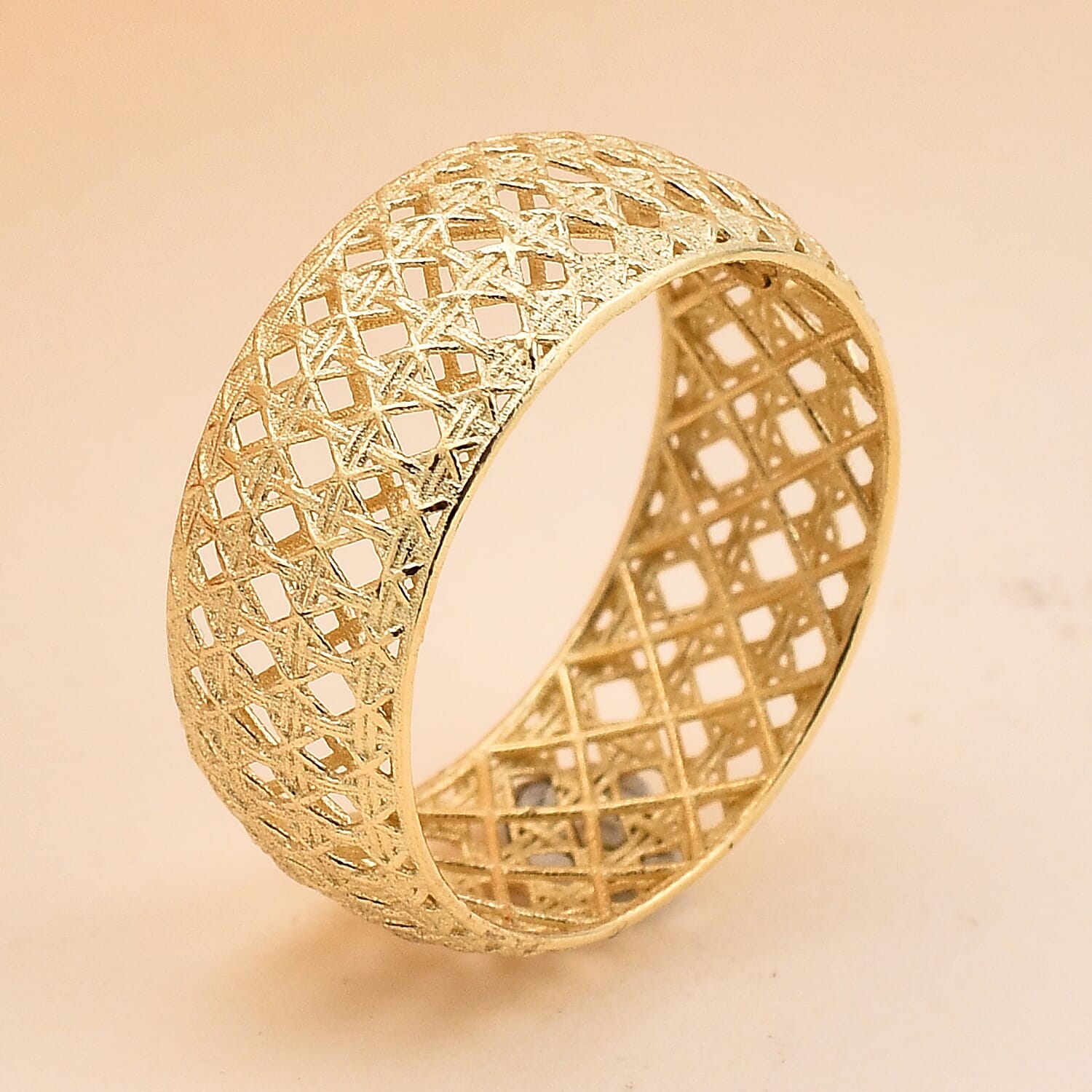 9K Yellow Gold Mesh Band Ring (Width 7.30mm).