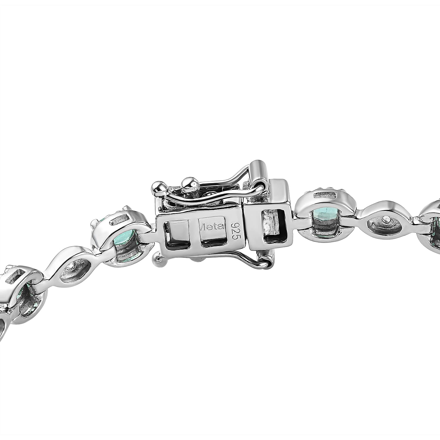 Premium Emerald and Natural Cambodian Zircon Bracelet (Size - 7.5) in Platinum Overlay Sterling Silver 3.66 Ct, Silver Wt. 10.32 Gms