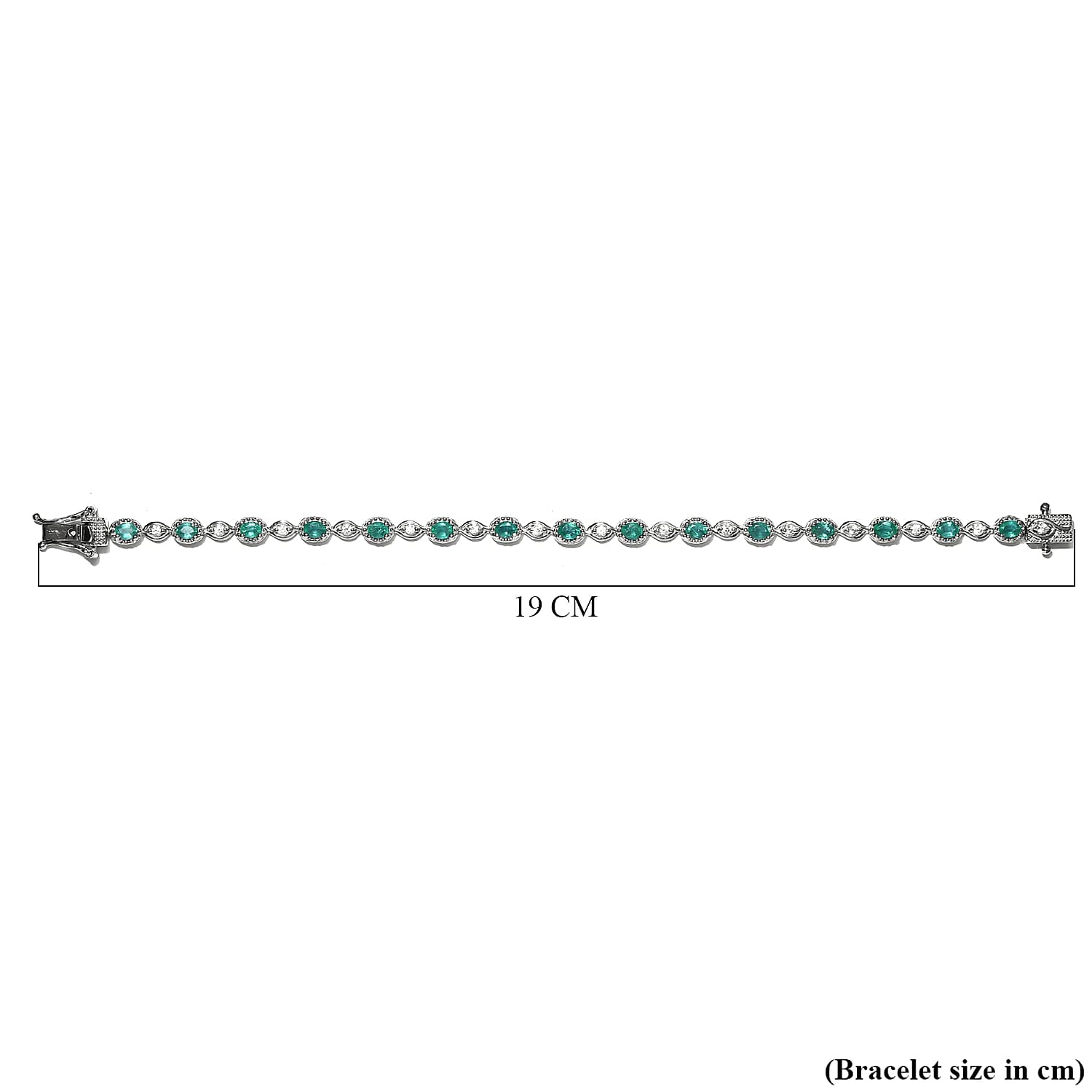 Premium Emerald and Natural Cambodian Zircon Bracelet (Size - 7.5) in Platinum Overlay Sterling Silver 3.66 Ct, Silver Wt. 10.32 Gms