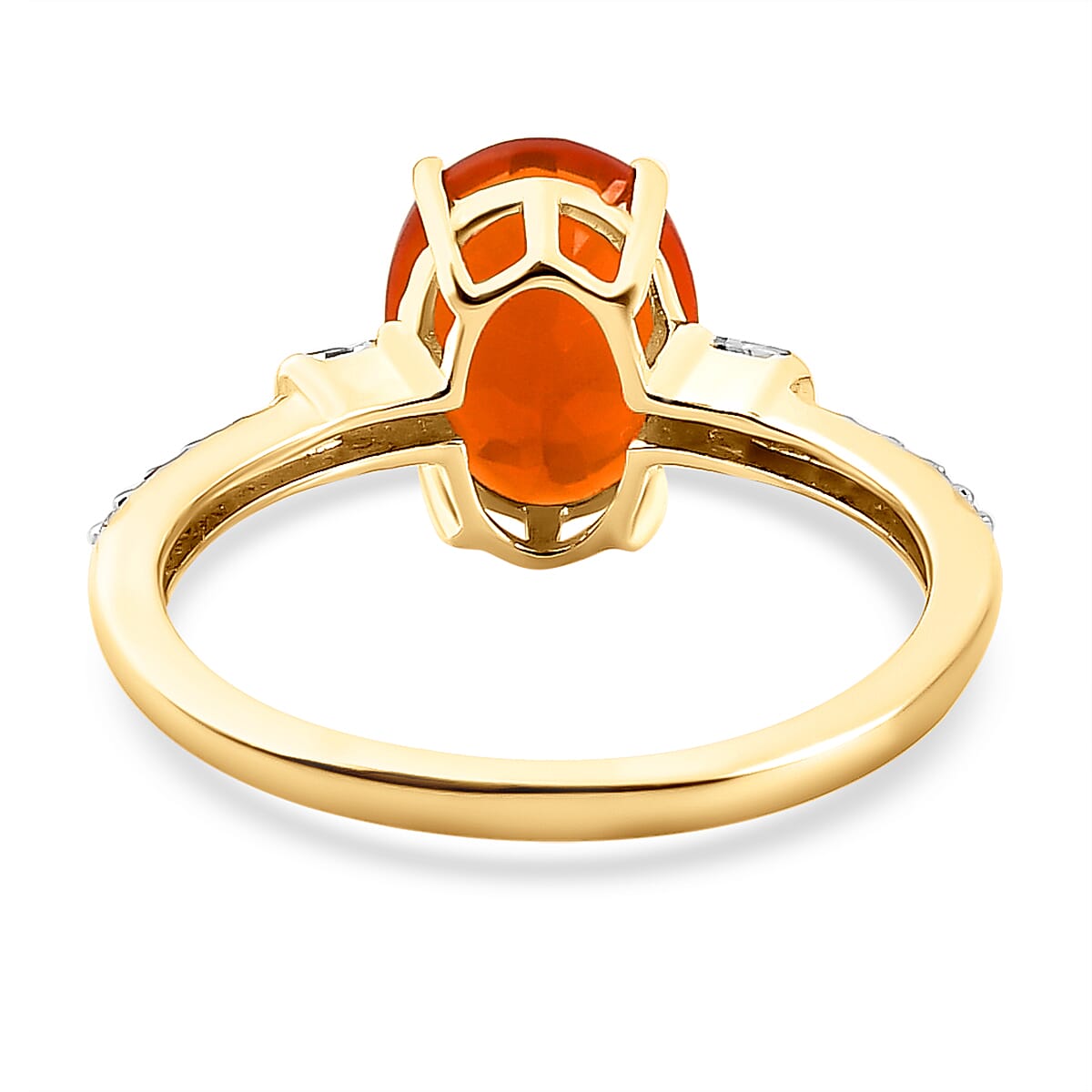 9K Yellow Gold Crimson Fire Opal and Diamond Ring 1.43 Ct.