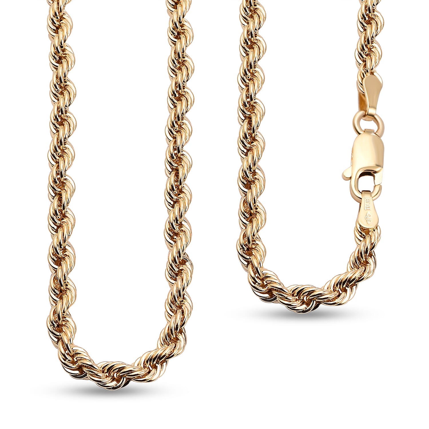 Italian Made - 9K Yellow Gold Rope Necklace (Size - 20), Gold Wt. 3.40 Gms