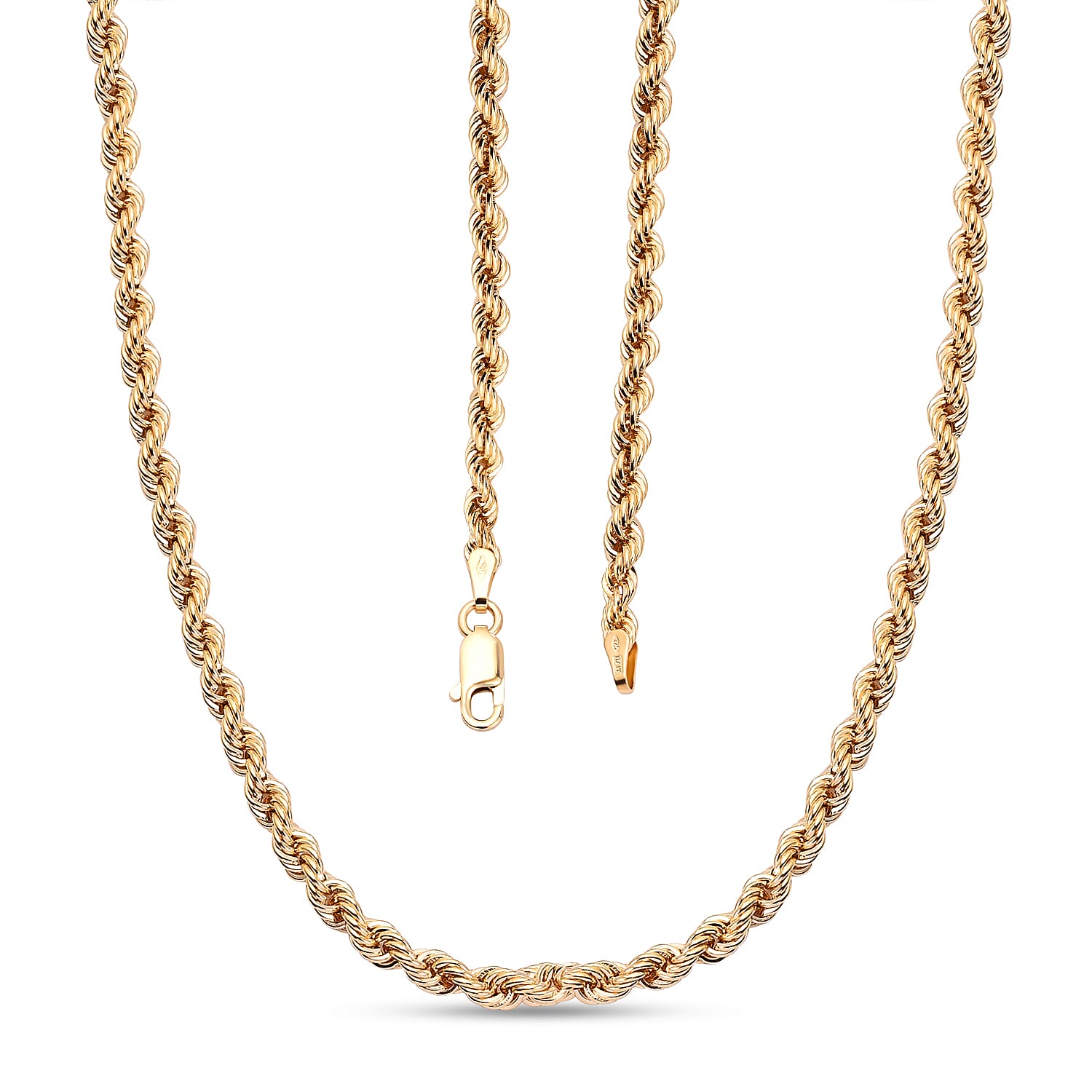 Italian Made - 9K Yellow Gold Rope Necklace (Size - 20), Gold Wt. 3.40 Gms