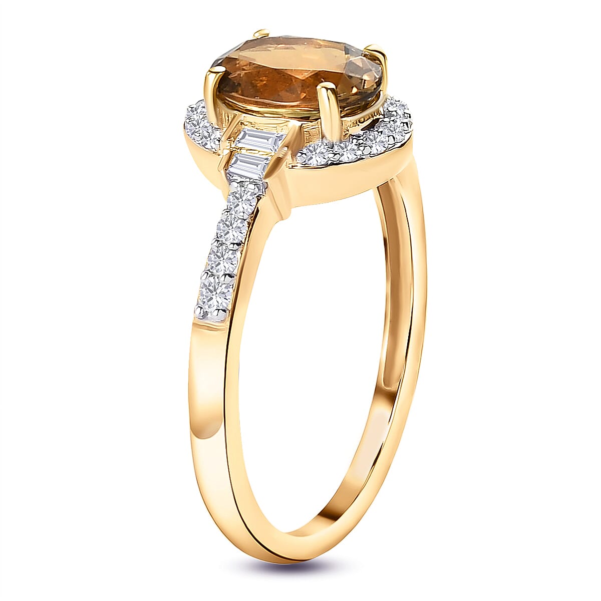 Extremely Rare - 9K Yellow Gold Yellow Tanzanite and Diamond Ring 1.50 Ct.