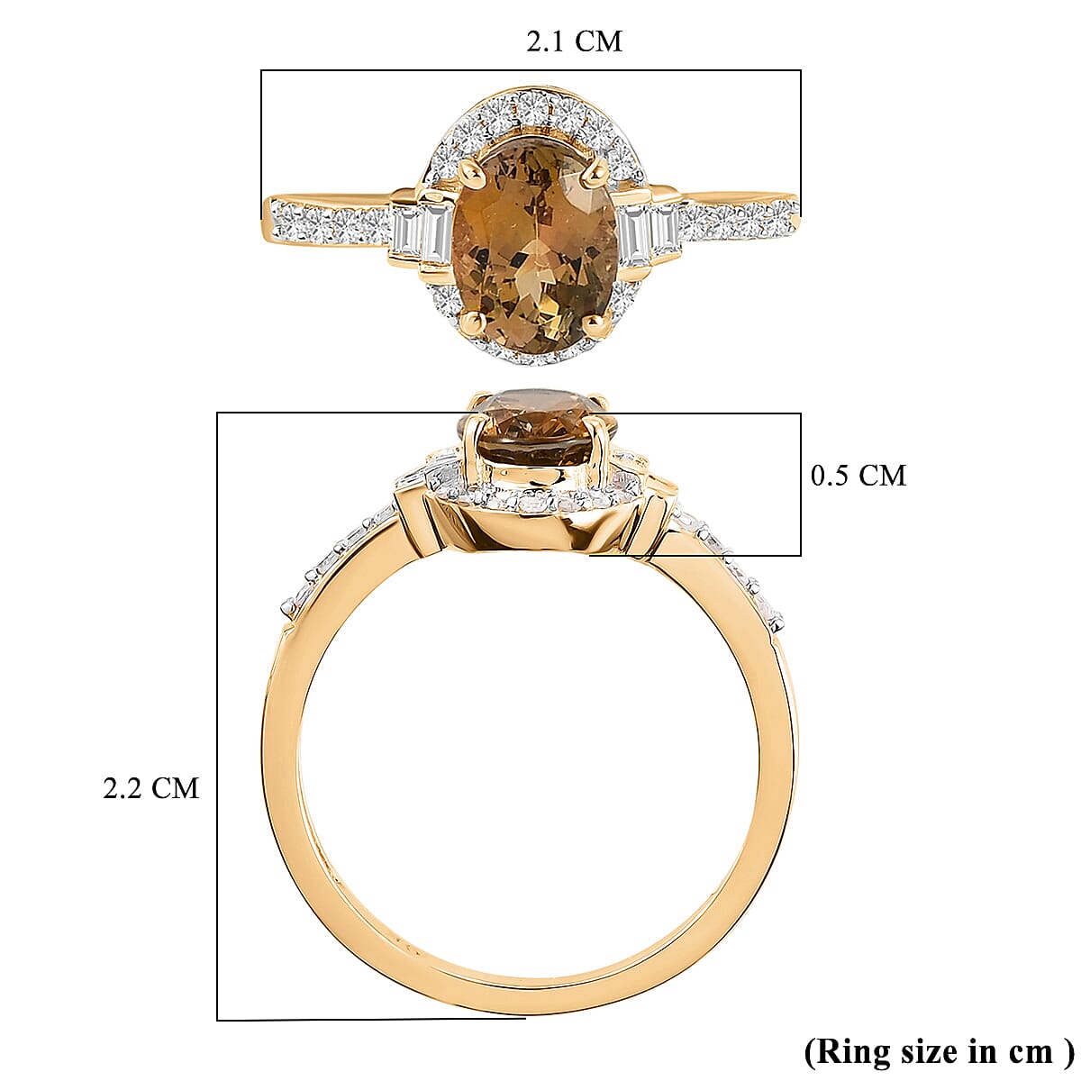 Extremely Rare - 9K Yellow Gold Yellow Tanzanite and Diamond Ring 1.50 Ct.