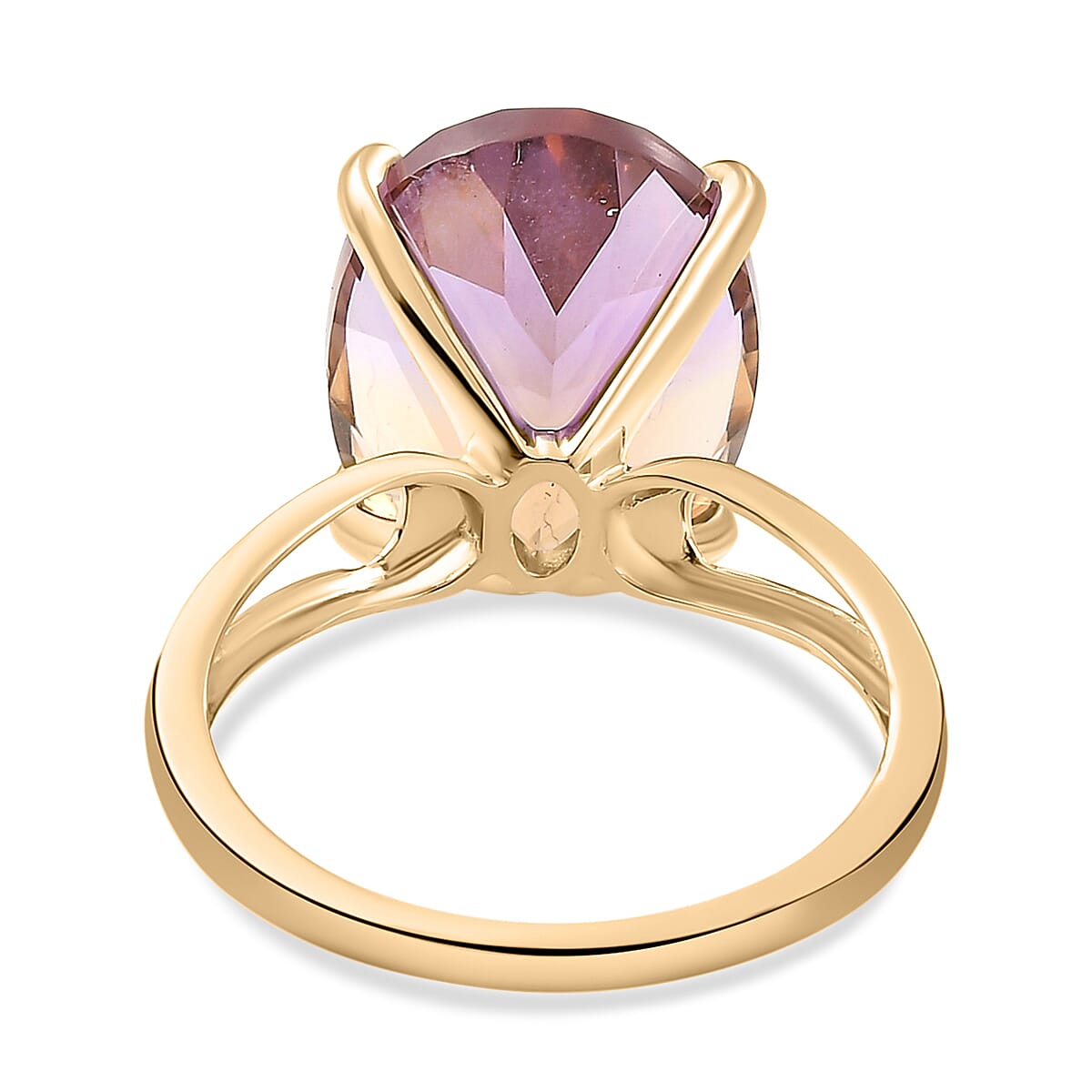 9K Yellow Gold Premium Ametrine Solitaire Ring 9.31 Ct.