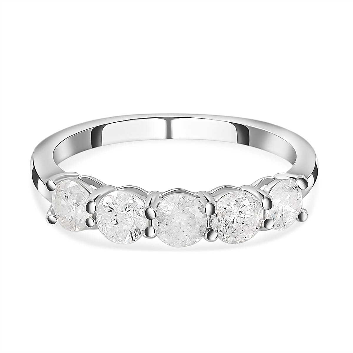 9K White Gold SGL Certified Diamond (G-H) 5 Stone Ring 1.00 Ct.