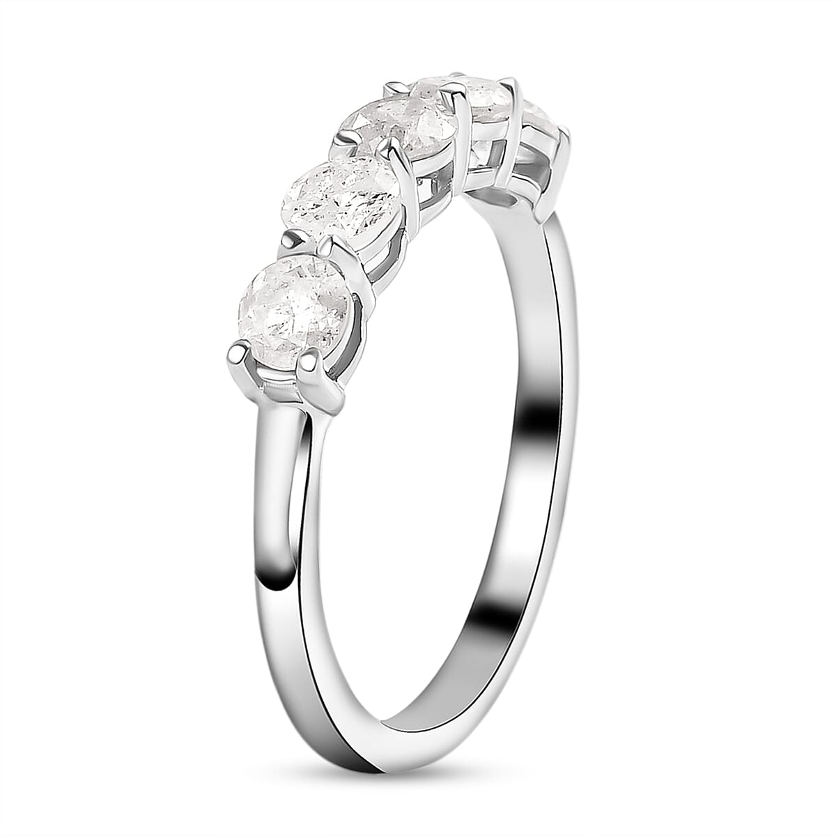 9K White Gold SGL Certified Diamond (G-H) 5 Stone Ring 1.00 Ct.