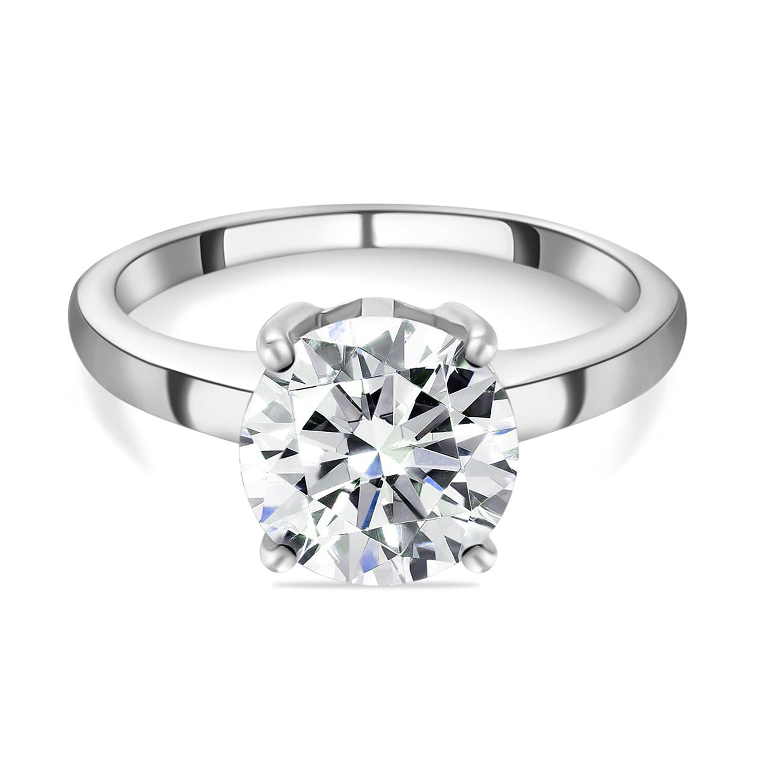 Moissanite Solitaire Ring in Sterling Silver