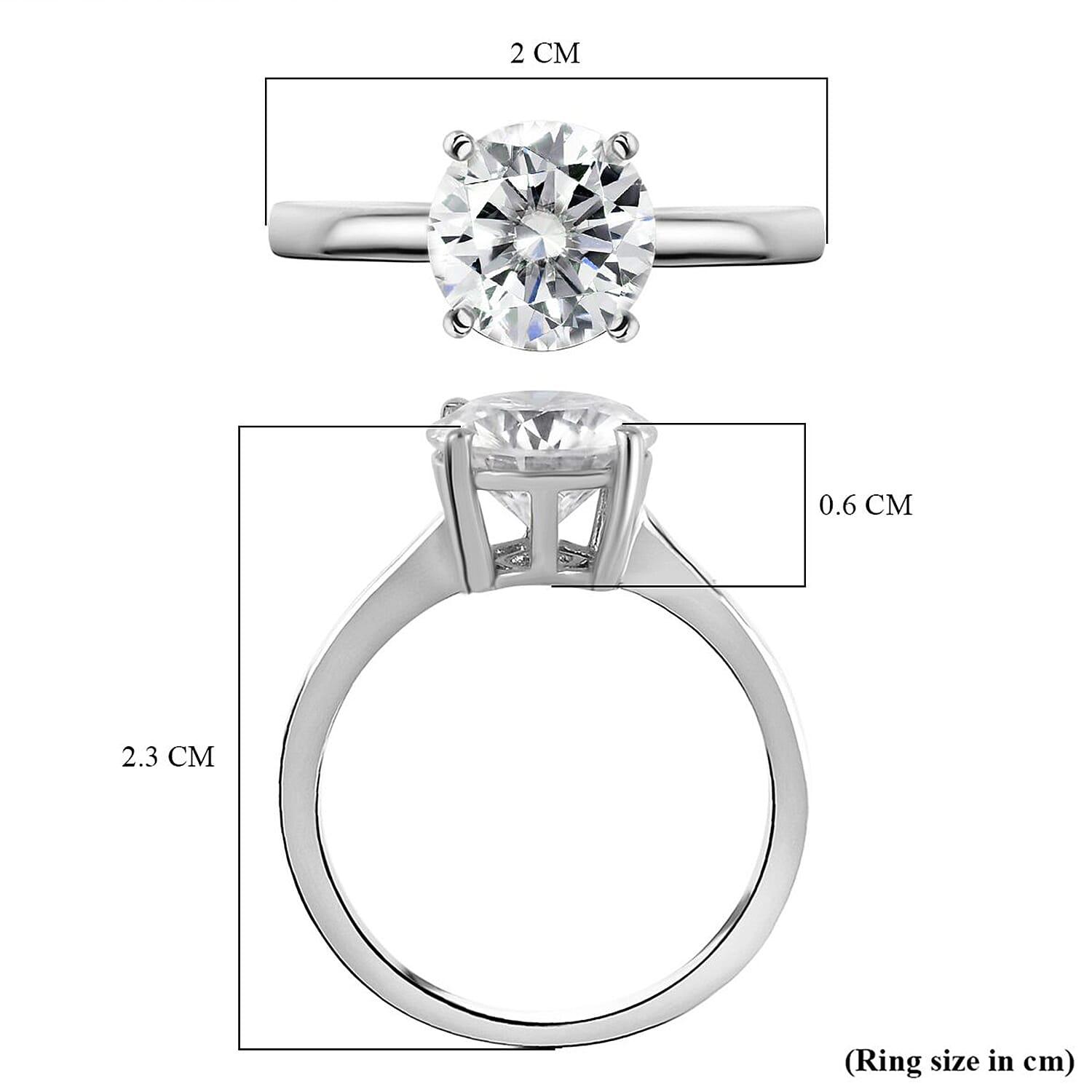 Moissanite Solitaire Ring in Sterling Silver