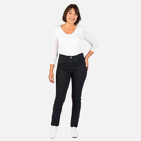 TAMSY - Angelina Relaxed Skinny Stretch Jean (Size 14) - Black