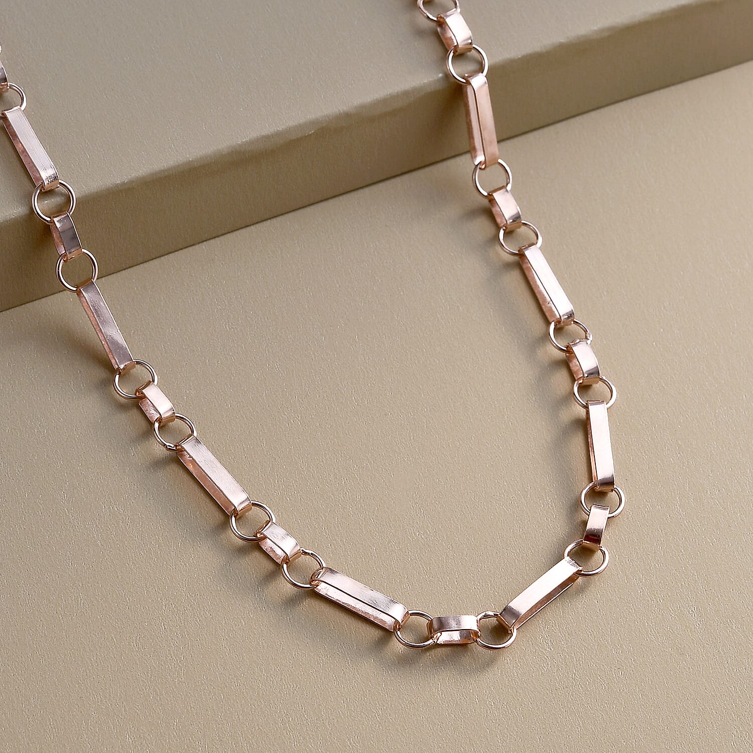 Hatton Garden Close Out Deal- Italian Made- Rose Gold Overlay Sterling Silver Figaro Belcher Necklace (Size - 24) With Lobster Clasp