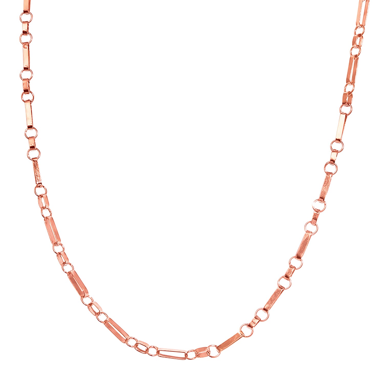 Hatton Garden Close Out Deal- Italian Made- Rose Gold Overlay Sterling Silver Figaro Belcher Necklace (Size - 24) With Lobster Clasp