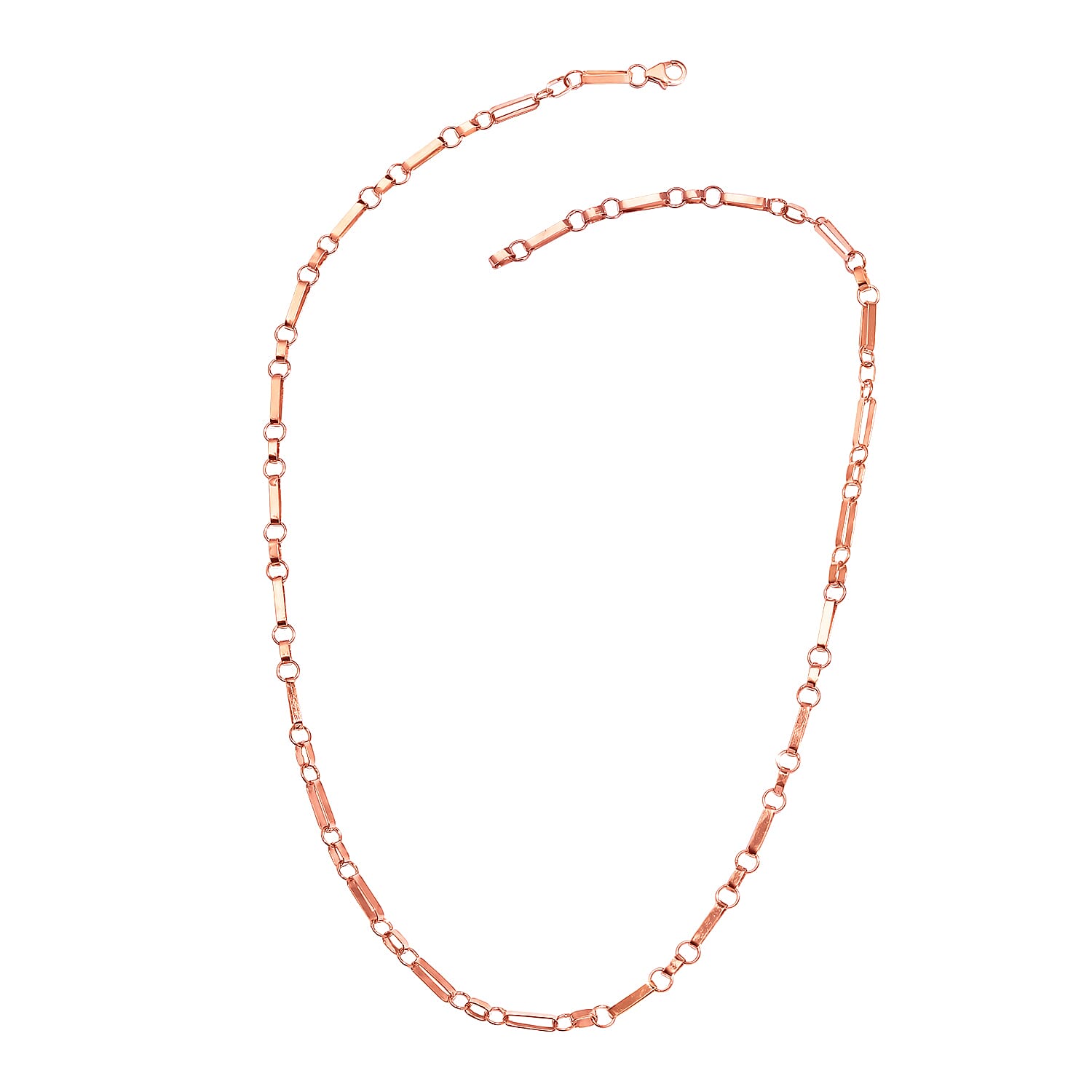 Hatton Garden Close Out Deal- Italian Made- Rose Gold Overlay Sterling Silver Figaro Belcher Necklace (Size - 24) With Lobster Clasp