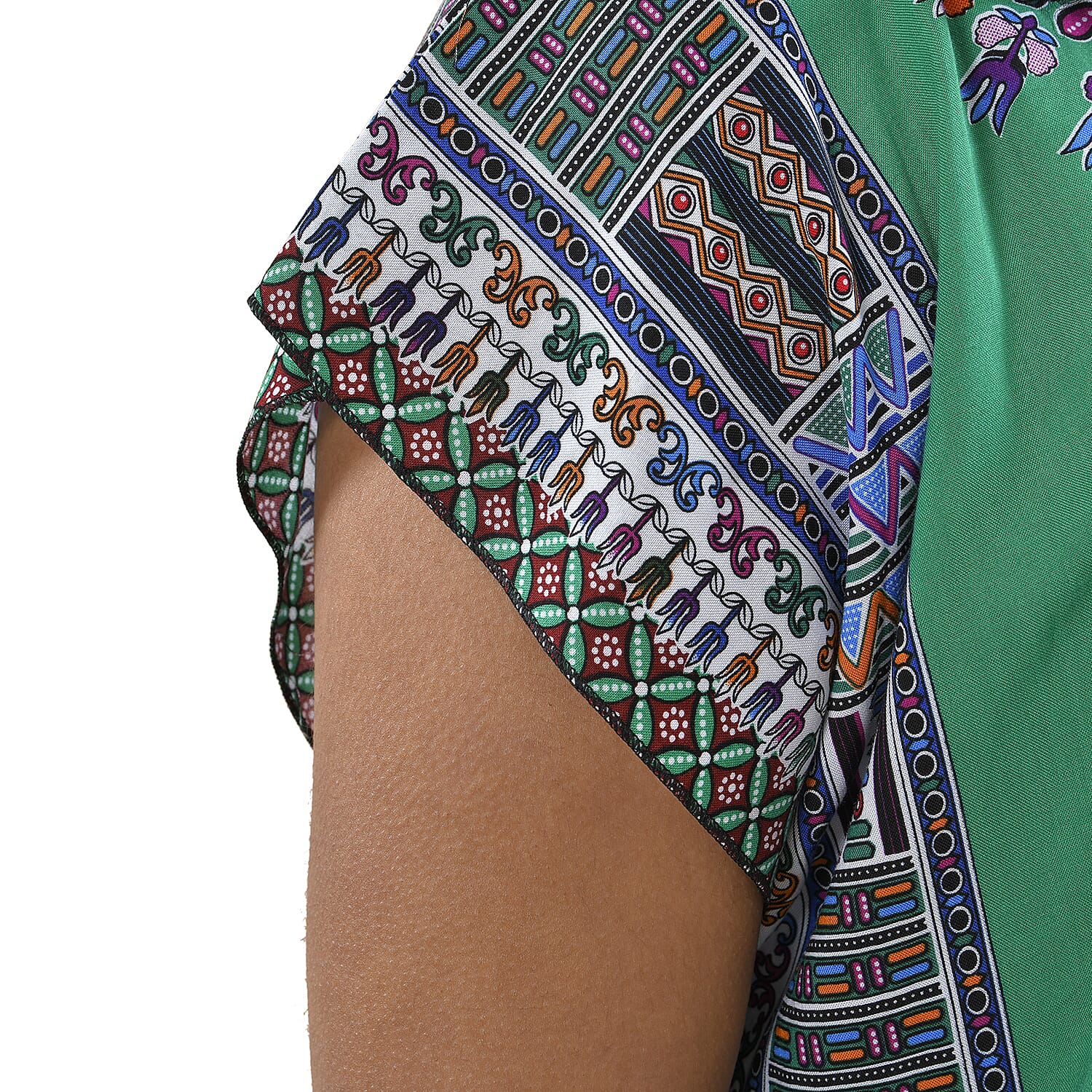 Close Out Deal 100% Viscose Printed Dress (One Size 8-22) - Green