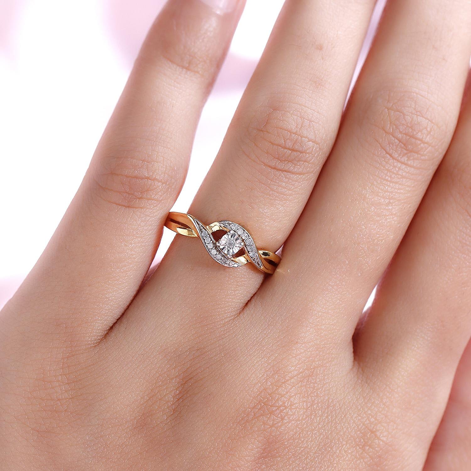 Diamond Bypass Promise Ring in 14K Vermeil Gold Overlay Sterling Silver