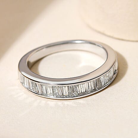 9K White Gold SGL Certified Diamond (I2-G-H) Half Eternity Ring 0.50 Ct.