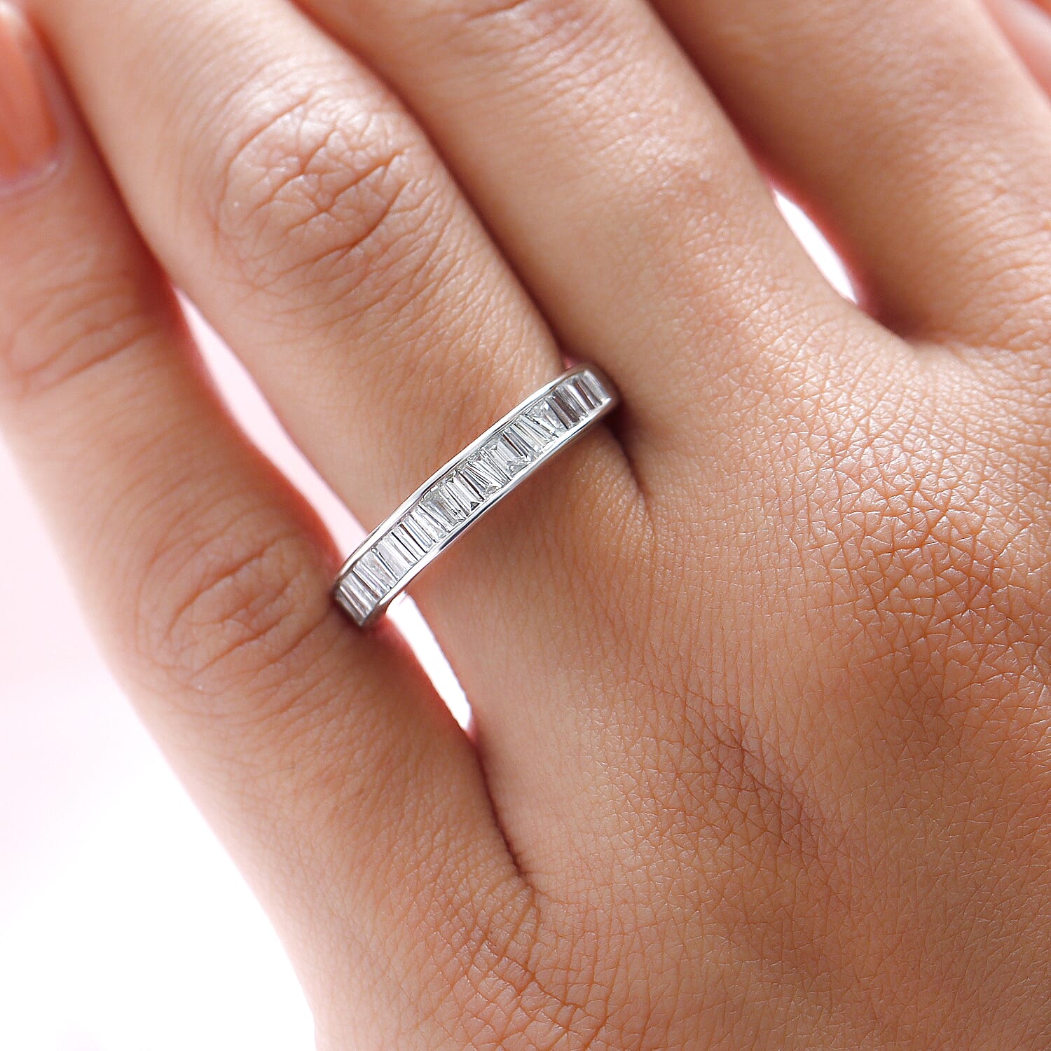 9K White Gold SGL Certified Diamond (I2-G-H) Half Eternity Ring 0.50 Ct.