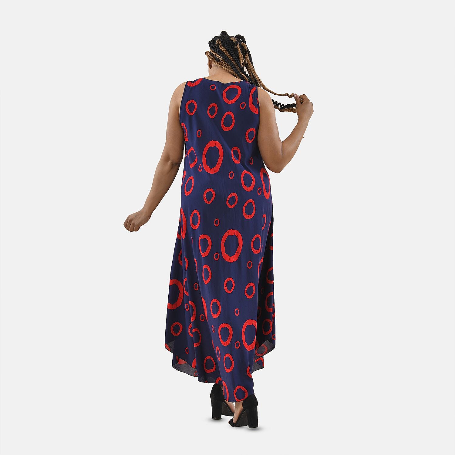 TAMSY Viscose Printed Maxi Dress - Navy