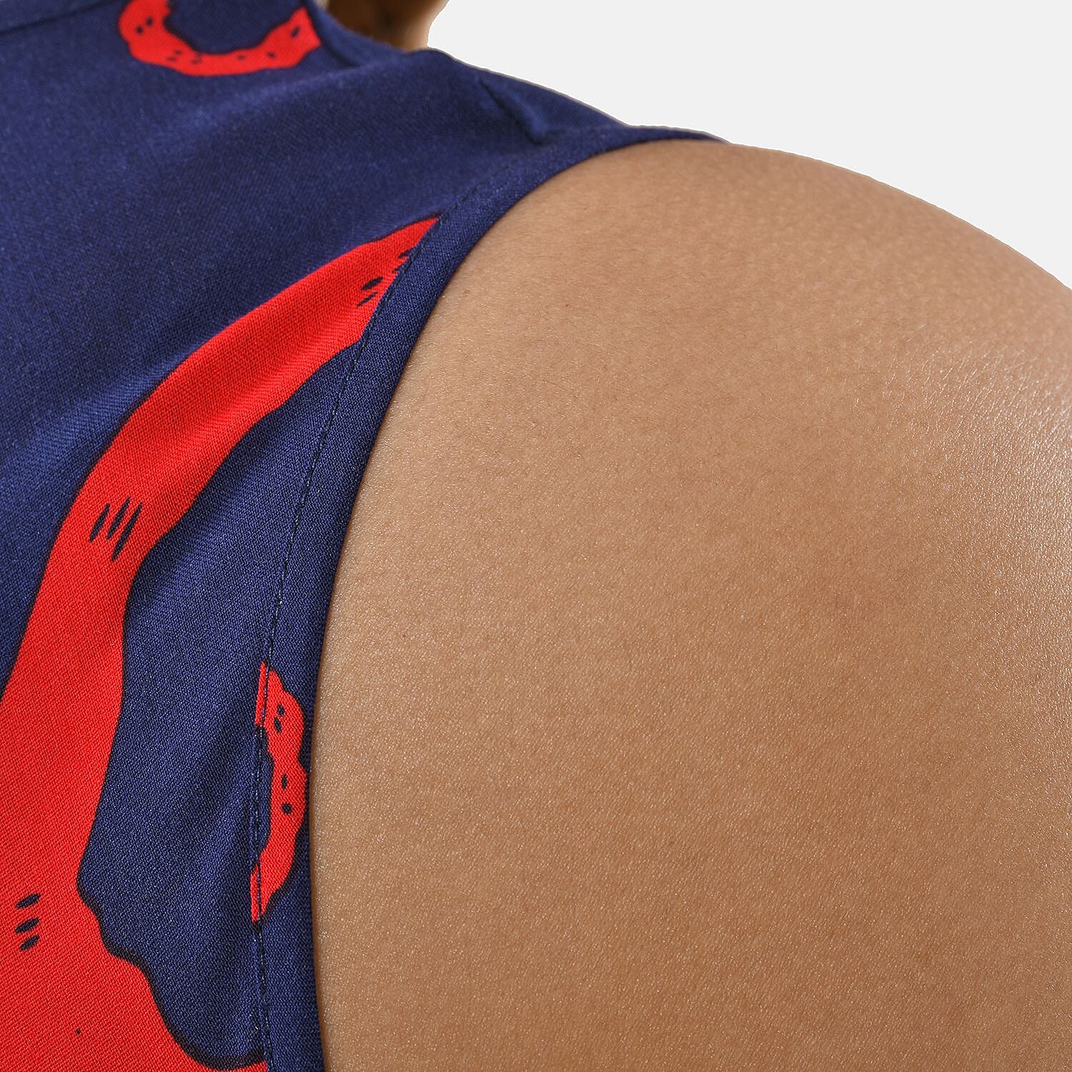 TAMSY Viscose Printed Maxi Dress - Navy