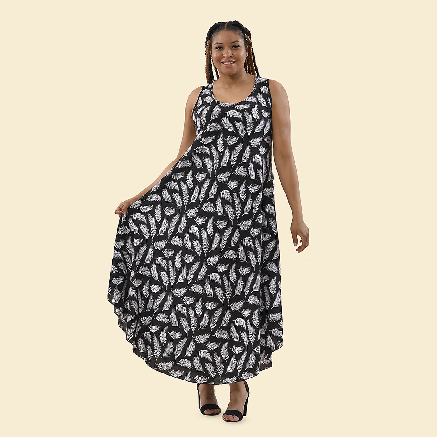 TAMSY Printed Maxi Dress Yellow and Grey 8731487 TJC