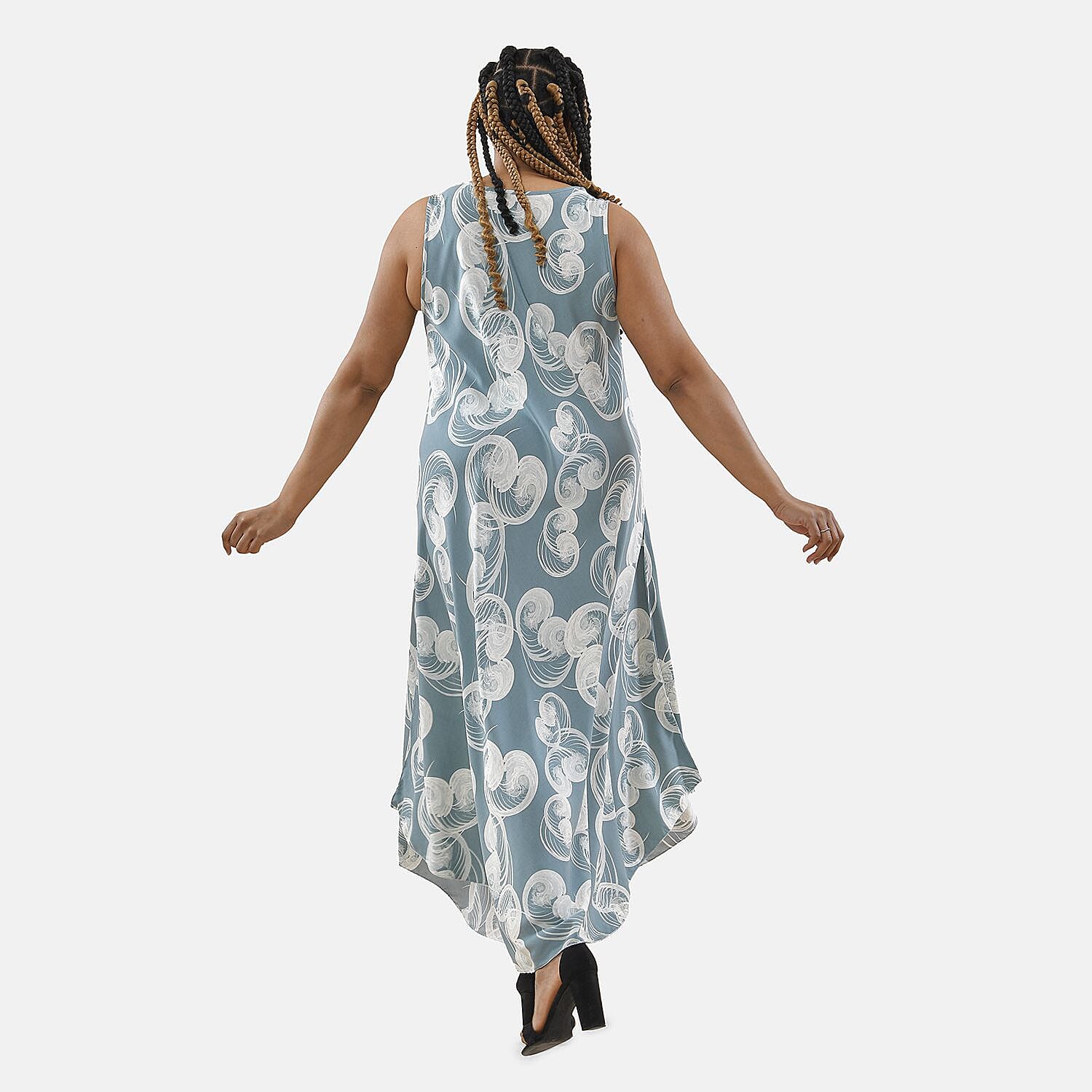 TAMSY 100% Viscose Abstract Pattern Maxi Dress (Size 130x59 Cm) - Green