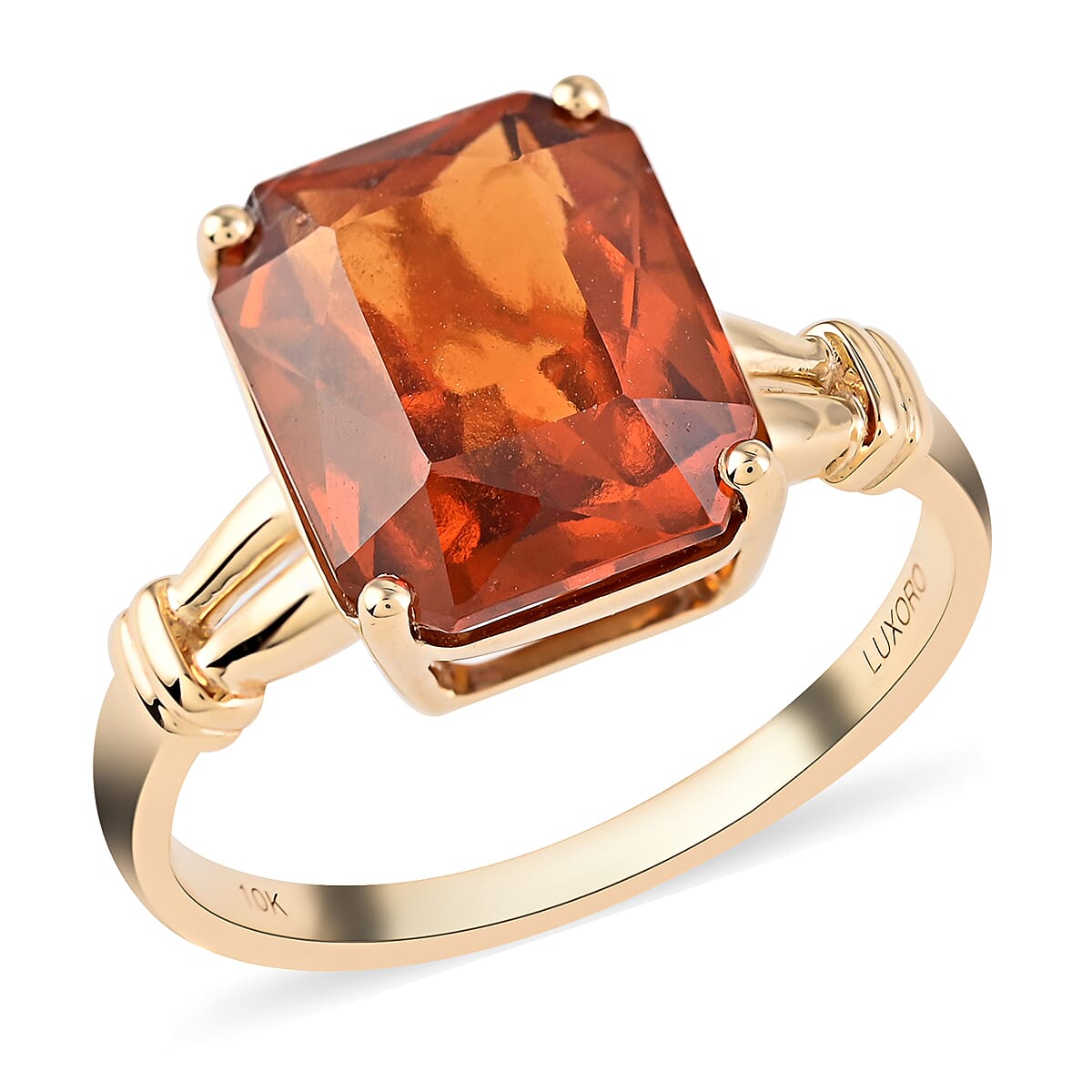 10K Yellow Gold AGI Certified AAA Natural Honey Garnet Solitaire