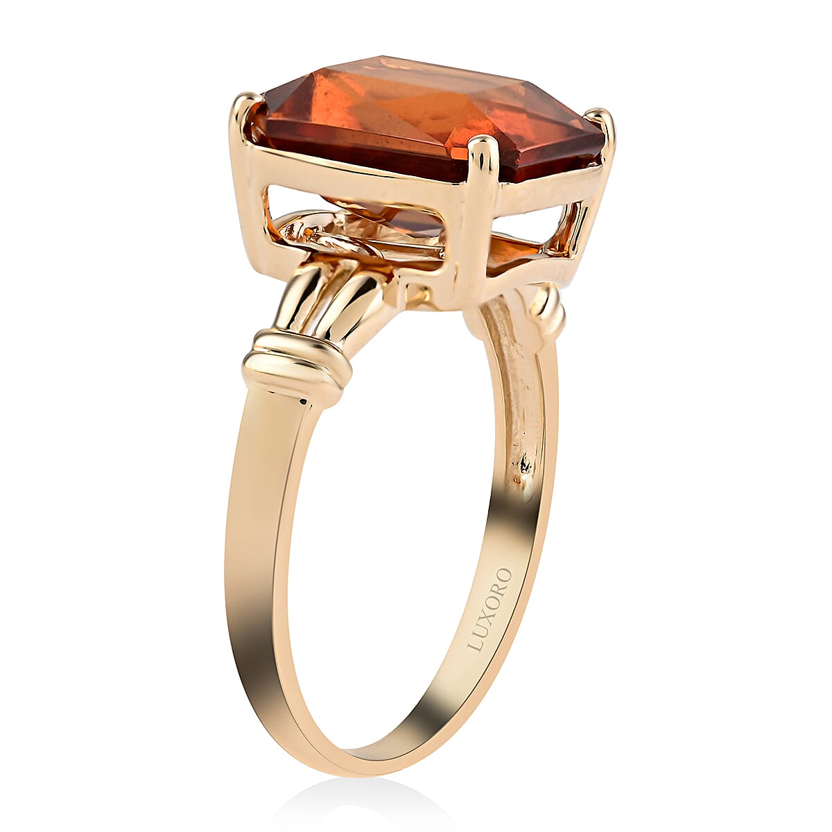 10K Yellow Gold AGI Certified AAA Natural Honey Garnet Solitaire Ring 5.60 Ct.