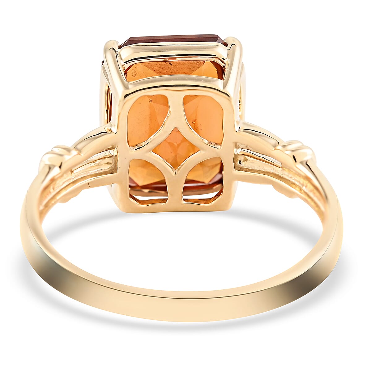 10K Yellow Gold AGI Certified AAA Natural Honey Garnet Solitaire Ring 5.60 Ct.