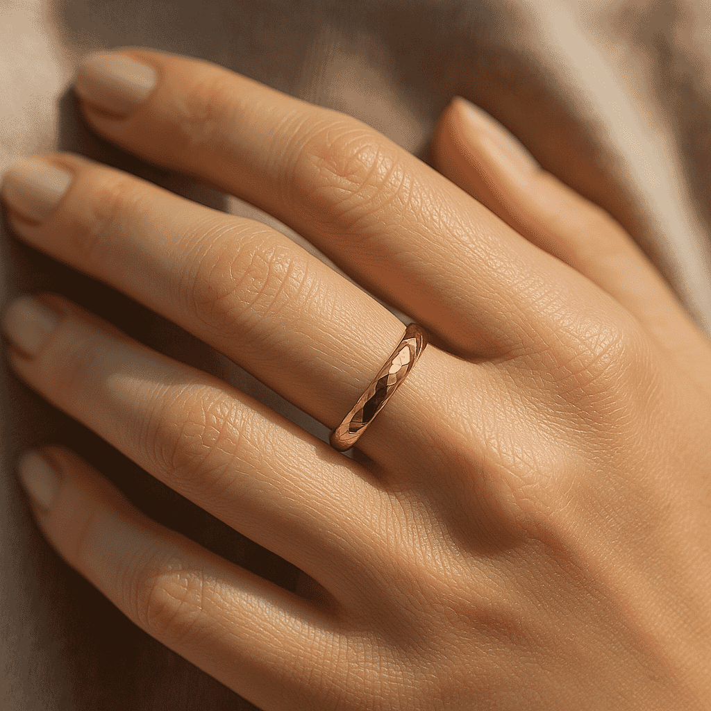 Vicenza Collection - 9K Gold Diamond Cut Stackable Band Ring