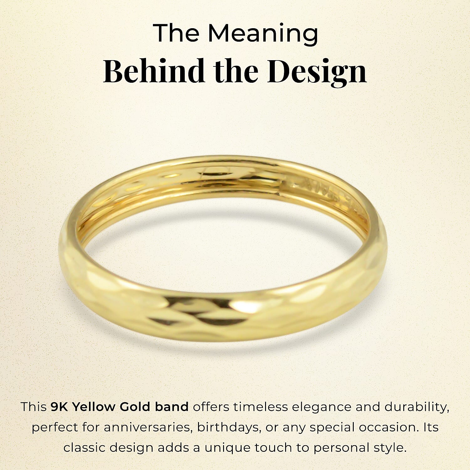 Vicenza Collection - 9K Gold Diamond Cut Stackable Band Ring