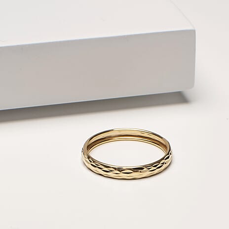 Vicenza Collection - 9K Yellow Gold Diamond Cut Stackable Band Ring