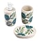 3 Piece Set - Ceramic Bathroom Accessories (Included Liquid Soap Dispenser, Soap Tray & Tumbler) - Blue and White