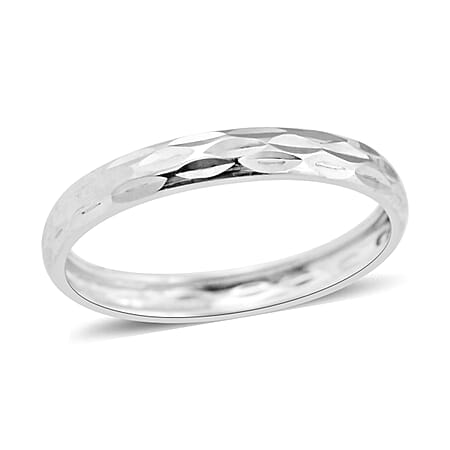 9K White Gold Diamond Cut Stackable Wedding Band Ring