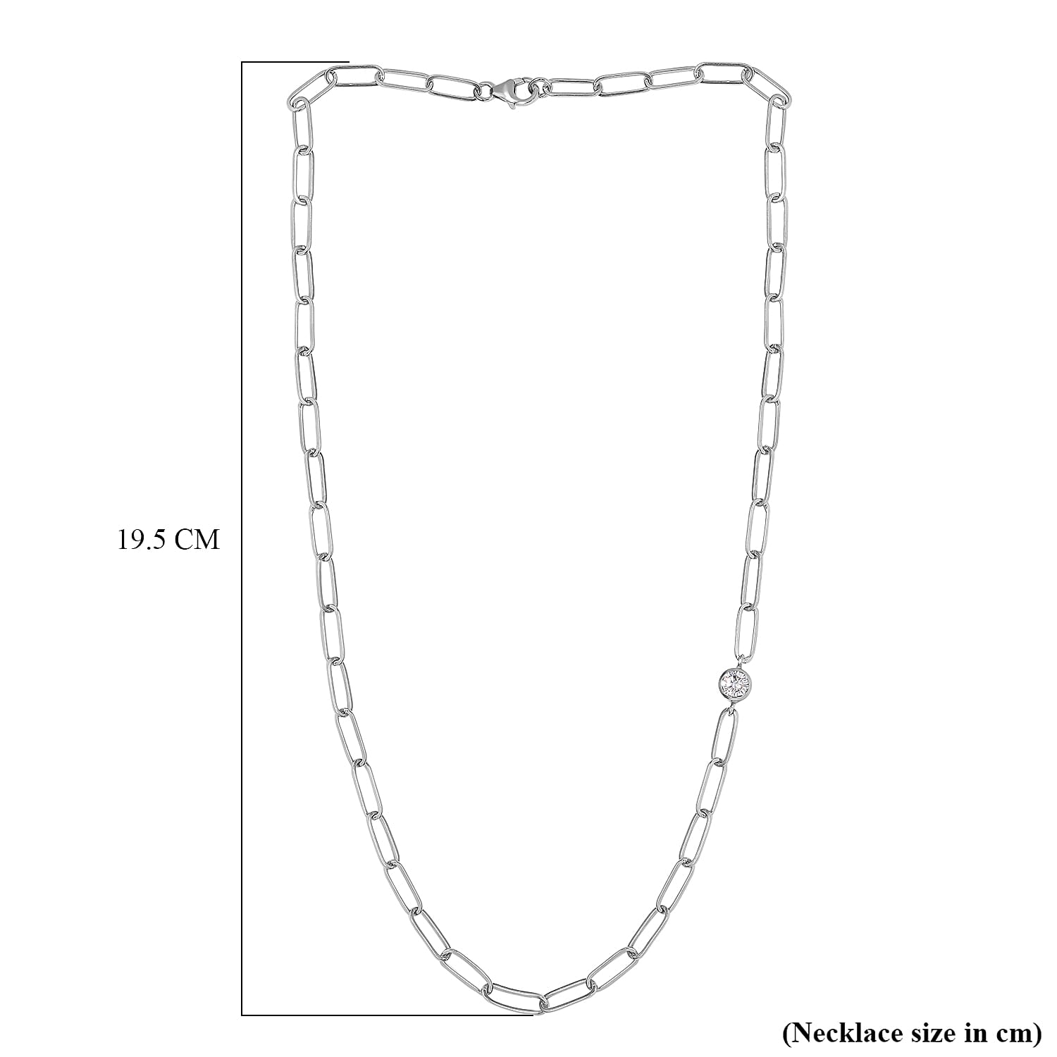 Moissanite Paperclip Necklace (Size - 18) With Lobster Clasp in Sterling Silver