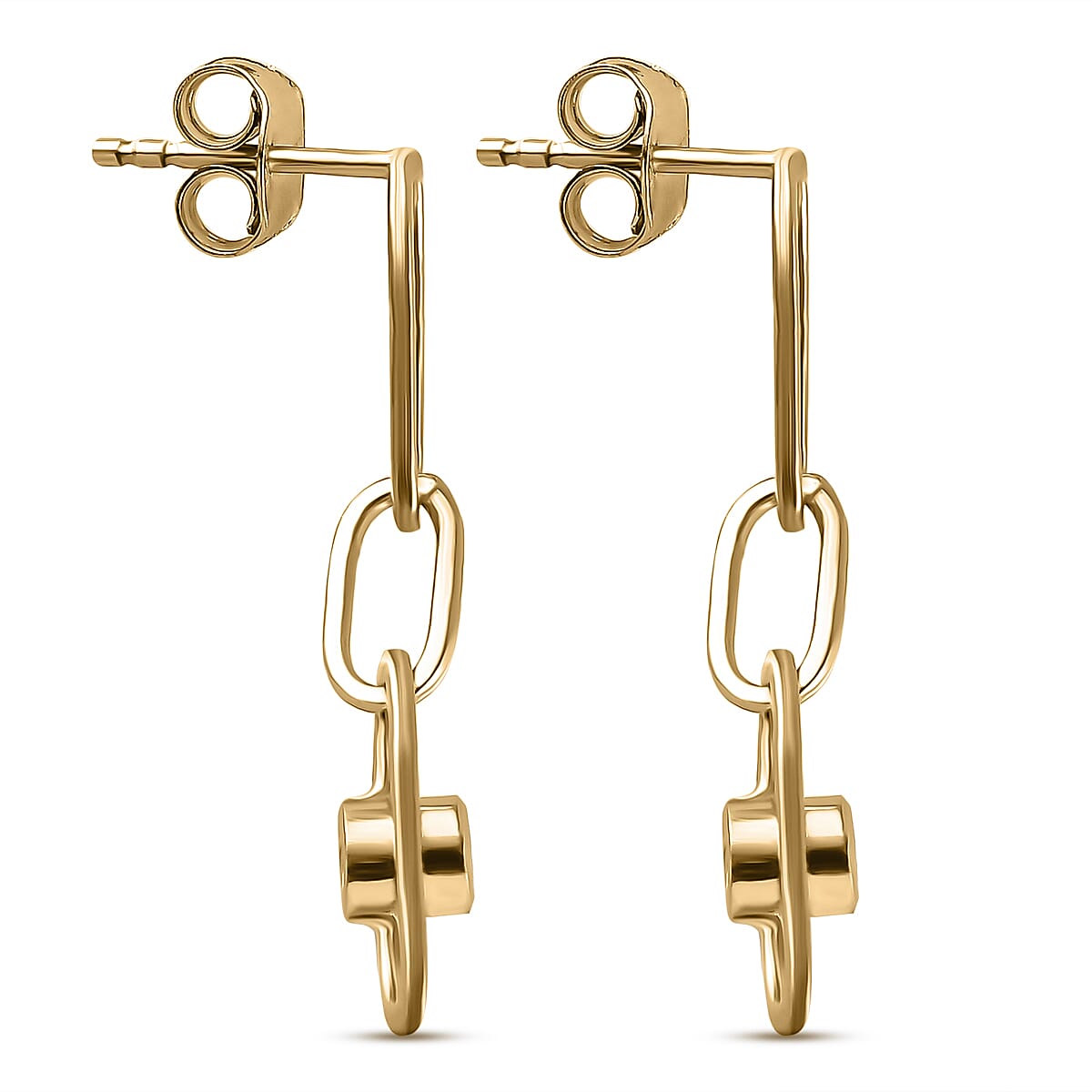 Moissanite Paperclip Earrings (With Push Back) in 14K Gold Overlay Sterling Silver