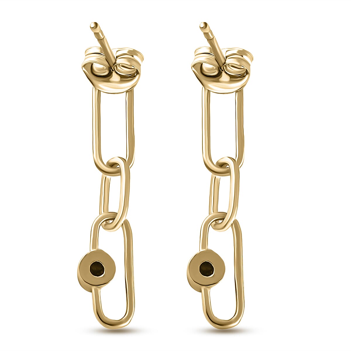 Moissanite Paperclip Earrings (With Push Back) in 14K Gold Overlay Sterling Silver