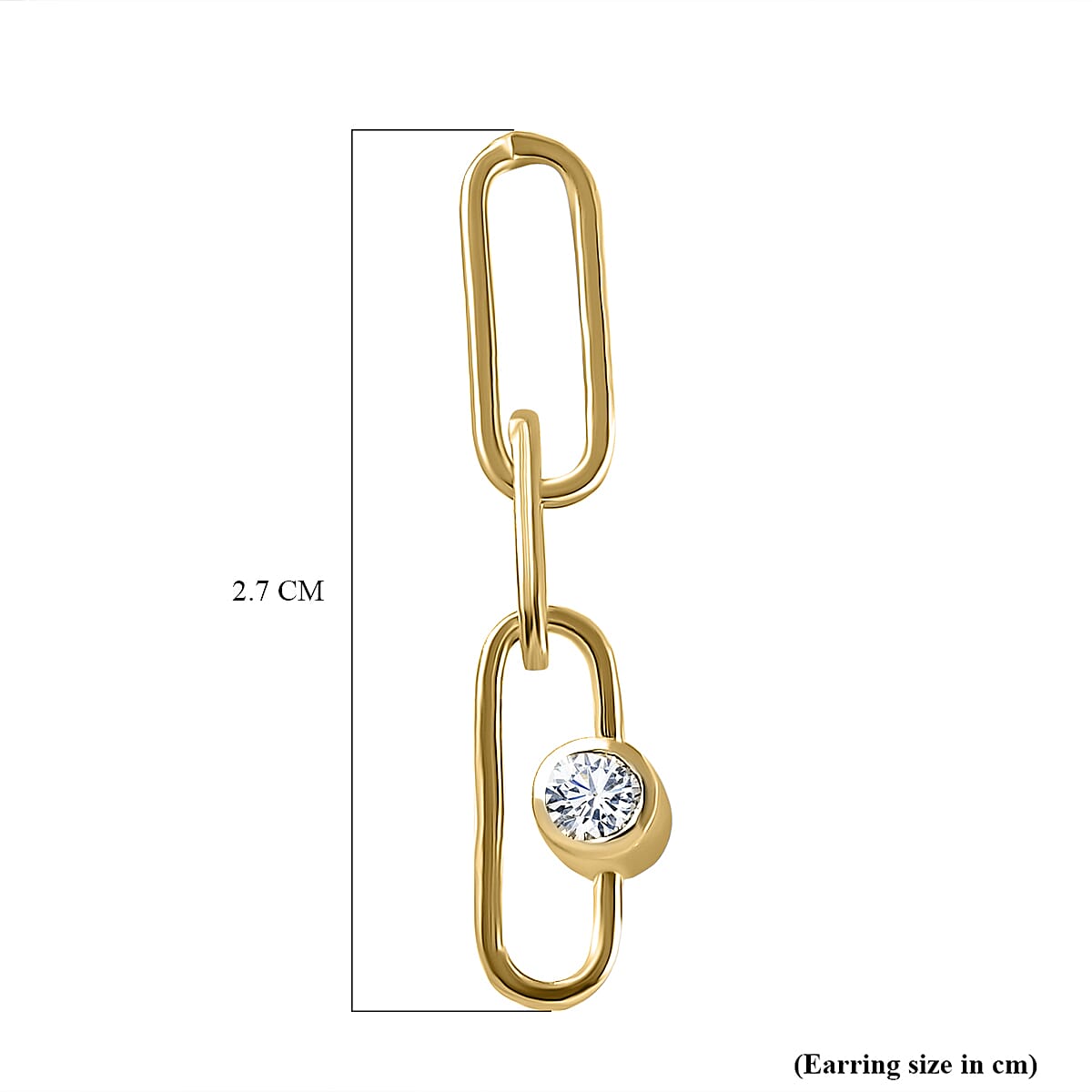 Moissanite Paperclip Earrings (With Push Back) in 14K Gold Overlay Sterling Silver