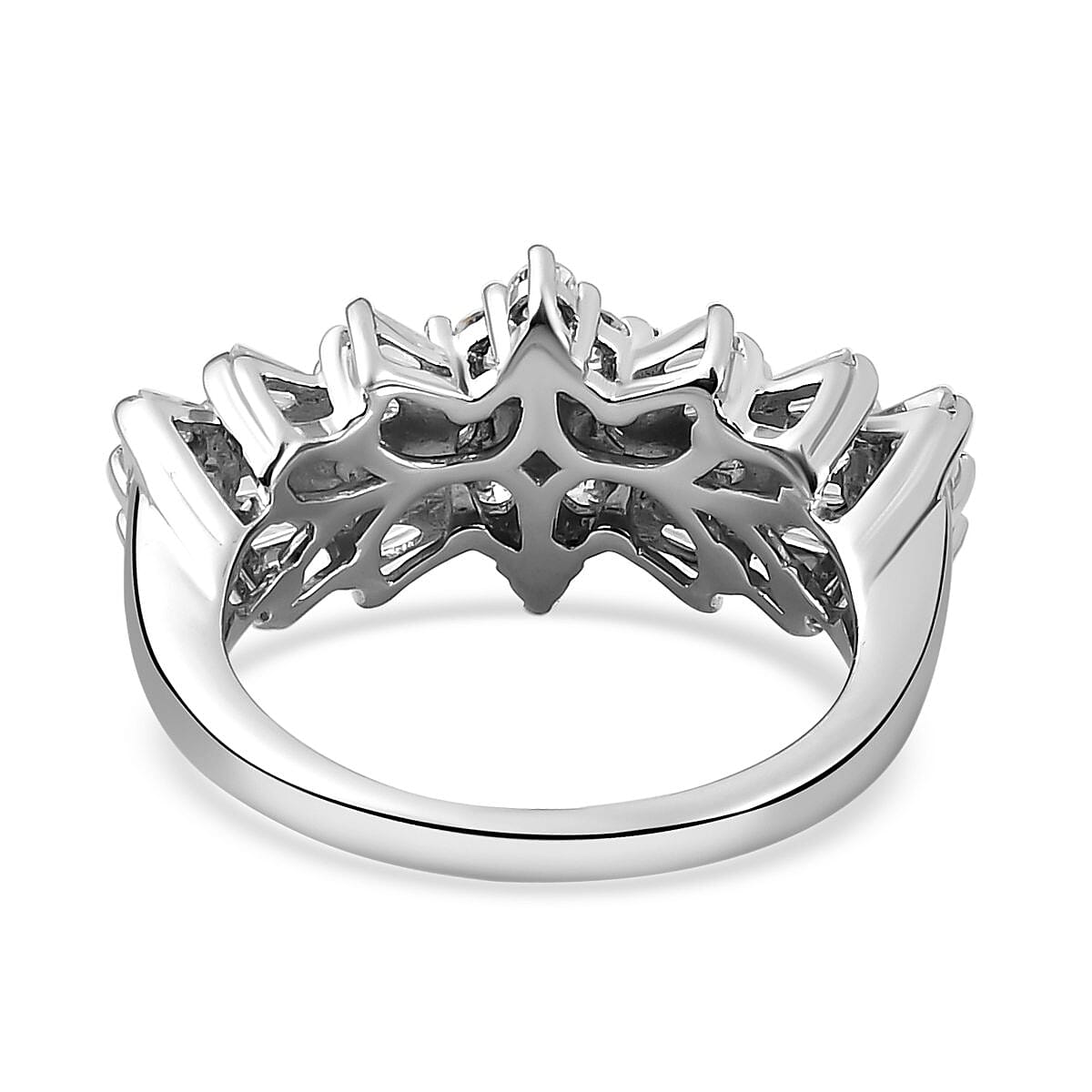 Moissanite Ballerina Ring in Platinum Overlay Sterling Silver 1.09 Ct. Moissanite Ballerina Ring in Platinum Overlay Sterling Silver 1.09 Ct.