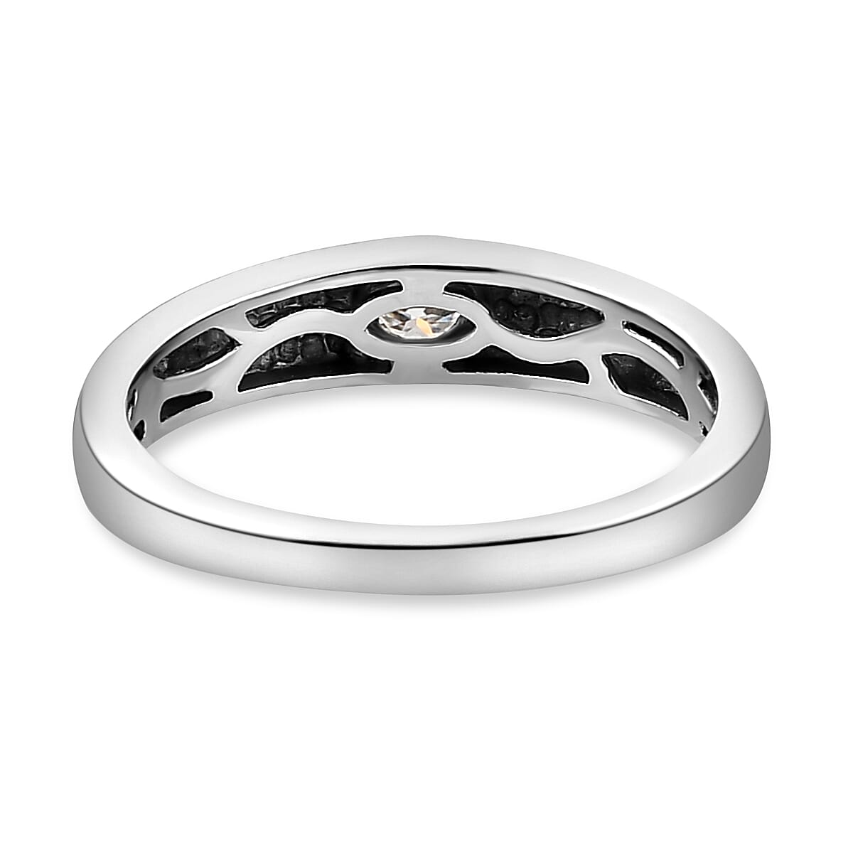 Moissanite Solitaire Ring in Platinum Overlay Sterling Silver