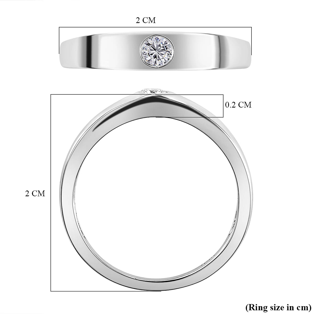 Moissanite Solitaire Ring in Platinum Overlay Sterling Silver