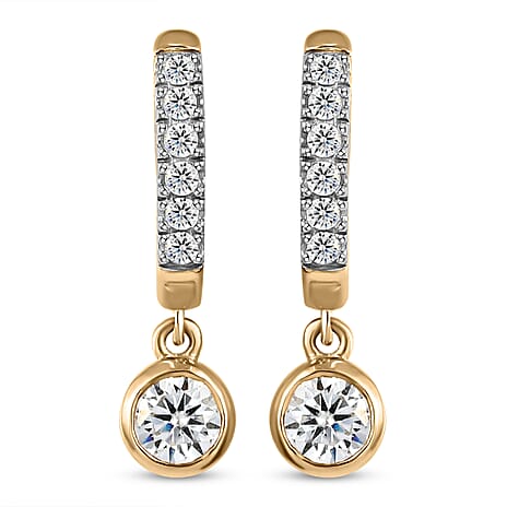 Moissanite Hoop Earrings (With Clasp) in 14K Gold Overlay Sterling Silver 1.14 Ct.