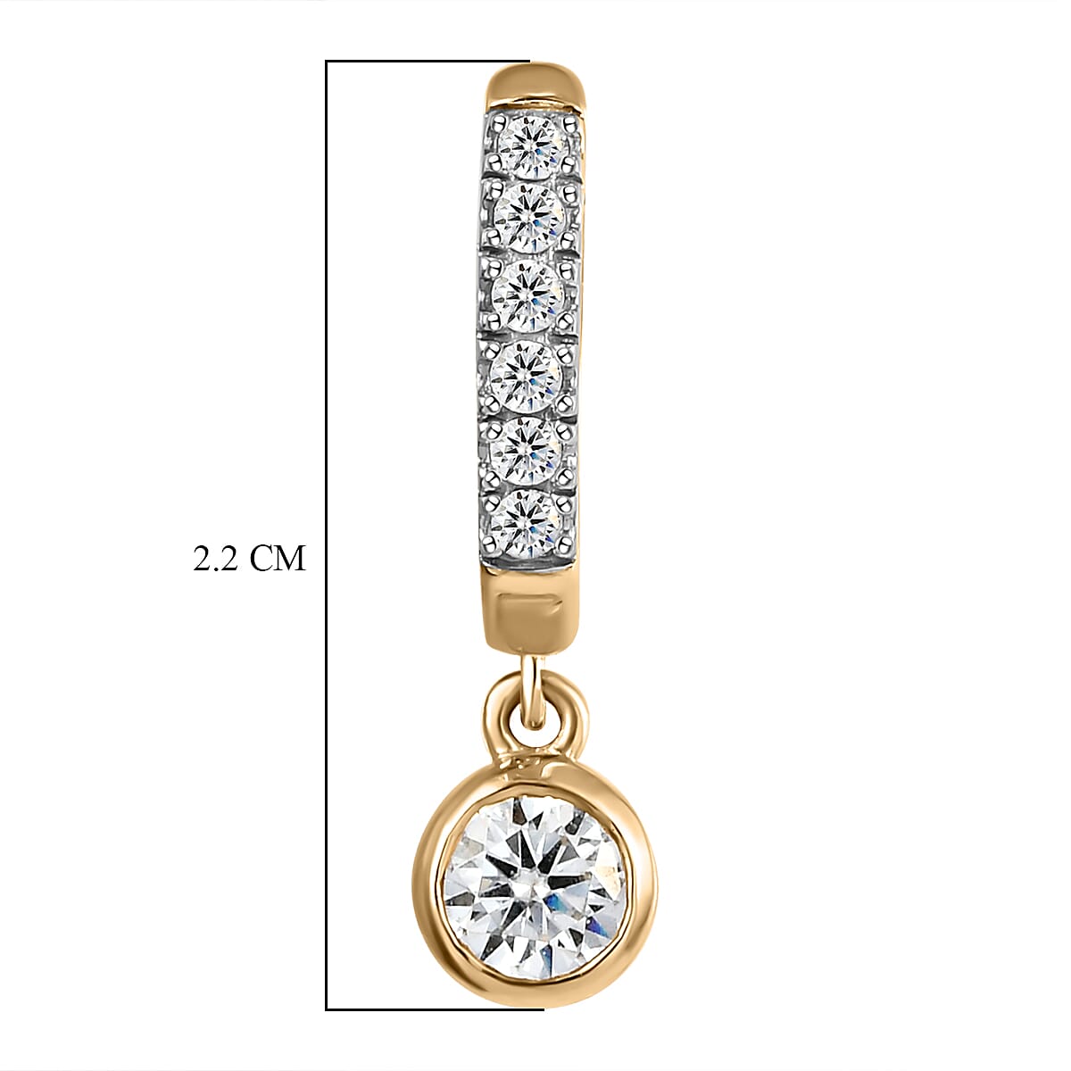 Moissanite Hoop Earrings (With Clasp) in 14K Gold Overlay Sterling Silver 1.14 Ct.