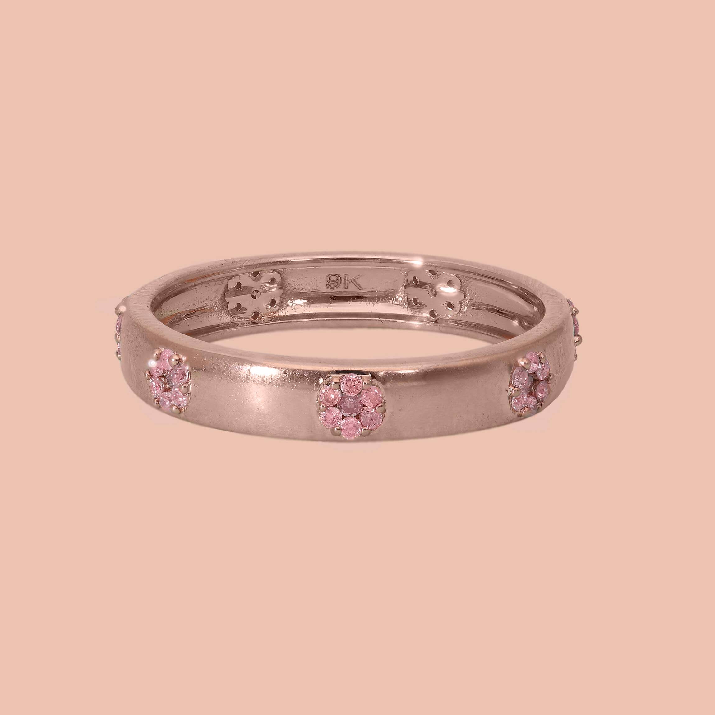 9K Rose Gold Natural Pink Diamond Ring 0.25 Ct.