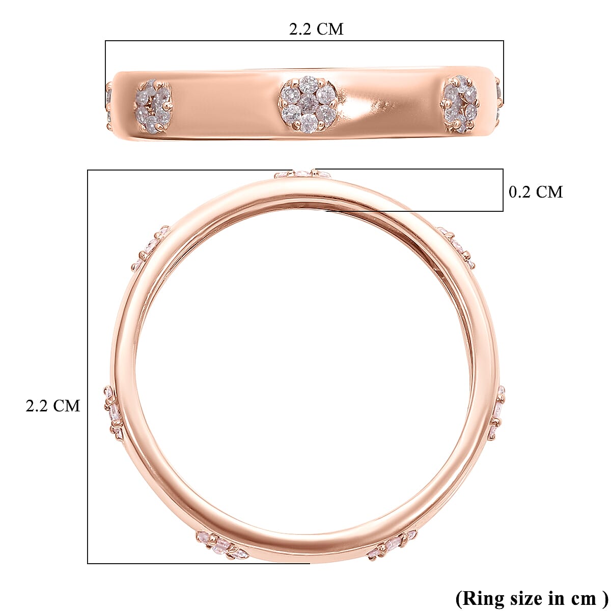 9K Rose Gold Natural Pink Diamond Ring 0.25 Ct.