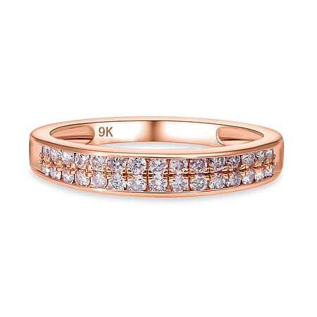 9K Rose Gold Half Eternity Pink Diamond Ring 0.50 Ct., Wt. 2.40 Gms