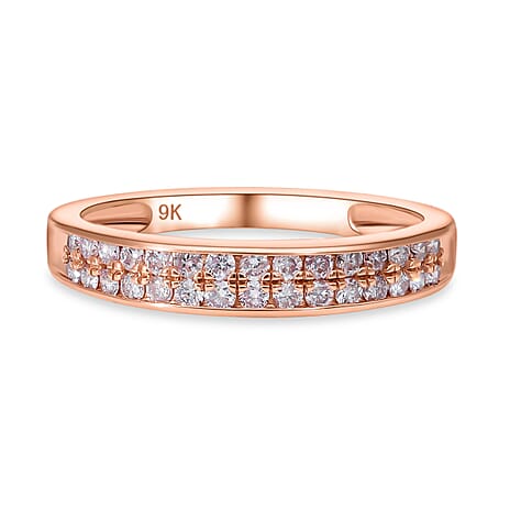 9K Rose Gold Natural Pink Diamond I3 Half Eternity Ring