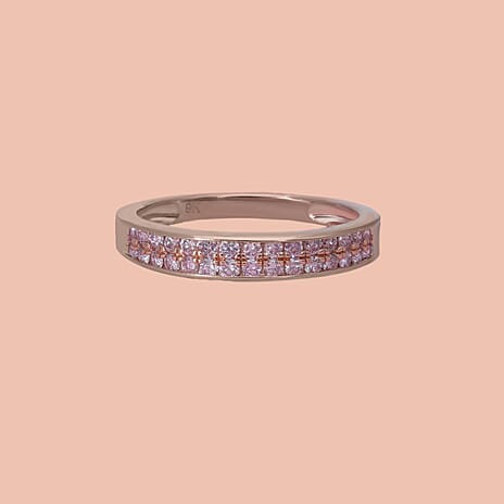 9K Rose Gold Natural Pink Diamond I3 Half Eternity Ring