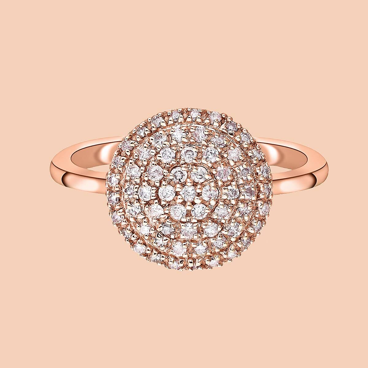 9K Rose Gold Natural Pink Diamond Cluster Ring 0.34 Ct.