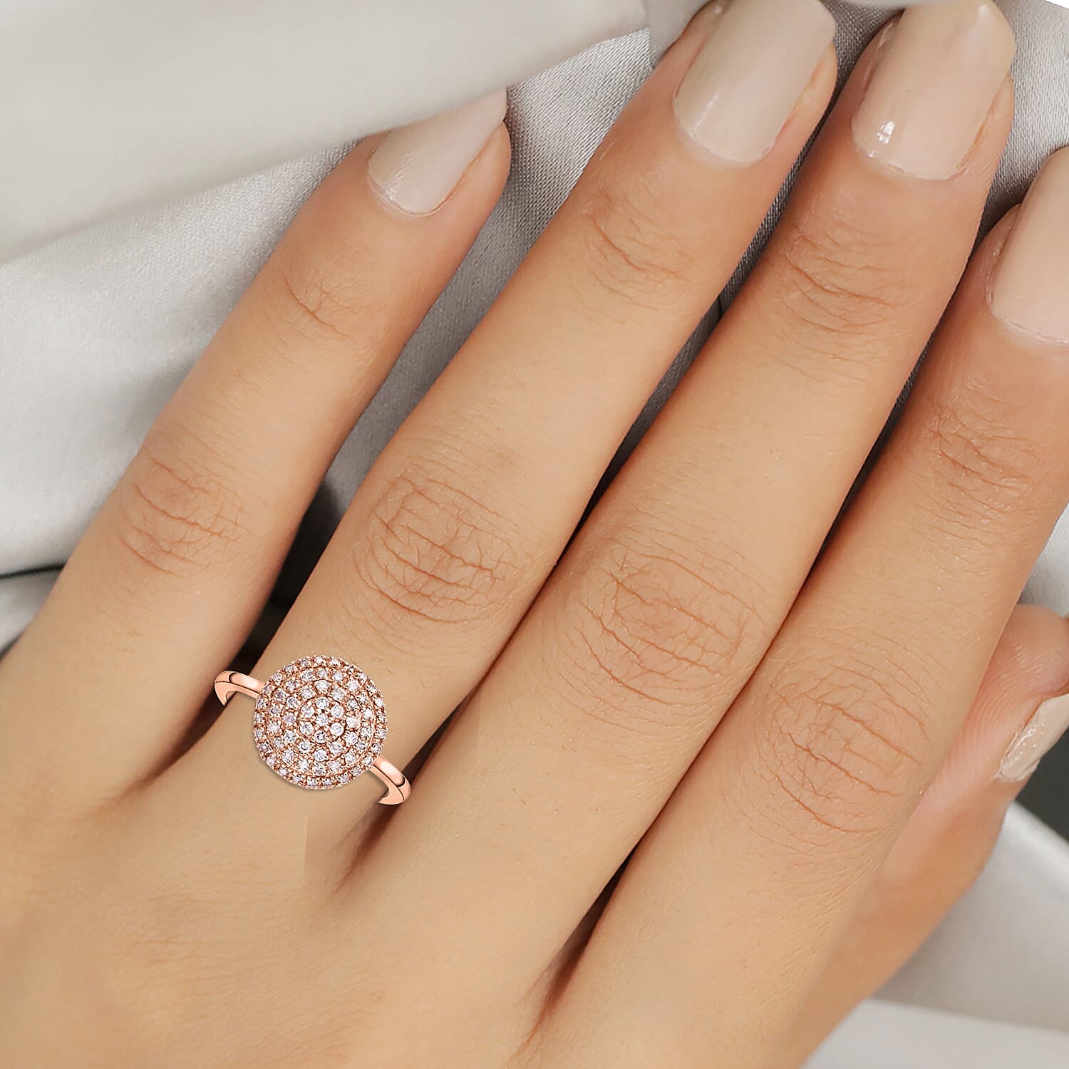 9K Rose Gold Natural Pink Diamond Cluster Ring 0.34 Ct.